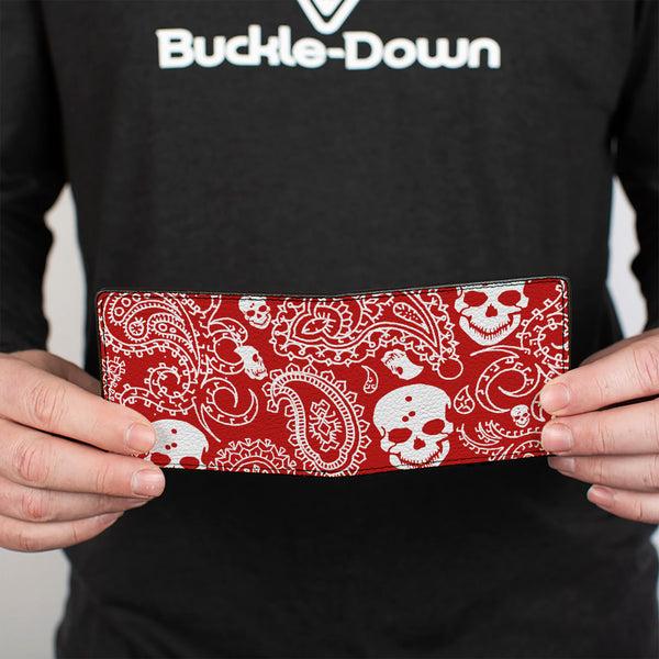 Buckle Down Bi-Fold Wallet - Bandana Skulls Red White
