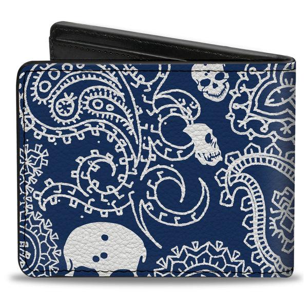 Buckle Down Bi-Fold Wallet - Bandana Skulls Royal White