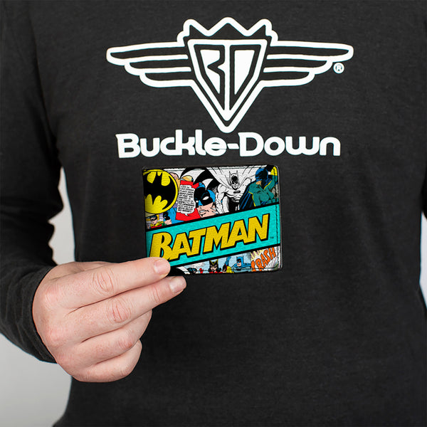Buckle Down Bi-Fold Wallet - BATMAN 75 Classic Comic Book Panels Collage Multi Color