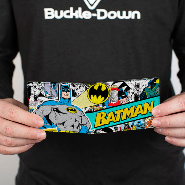 Buckle Down Bi-Fold Wallet - BATMAN 75 Classic Comic Book Panels Collage Multi Color