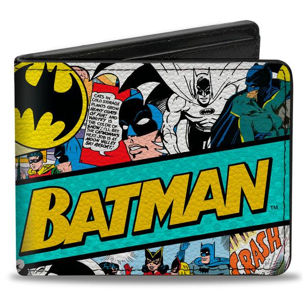 buckle down Bi-Fold Wallet - BATMAN 75 Classic Comic Book Panels Collage Multi Color