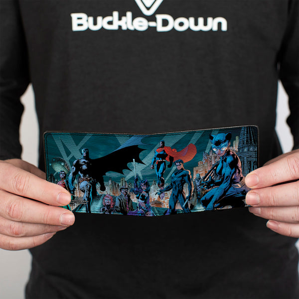 Buckle Down Bi-Fold Wallet - Batman Issue #619 Hush 9-Character Gotham City Skyline Cover Pose