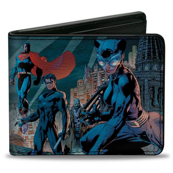 buckle down Bi-Fold Wallet - Batman Issue #619 Hush 9-Character Gotham City Skyline Cover Pose