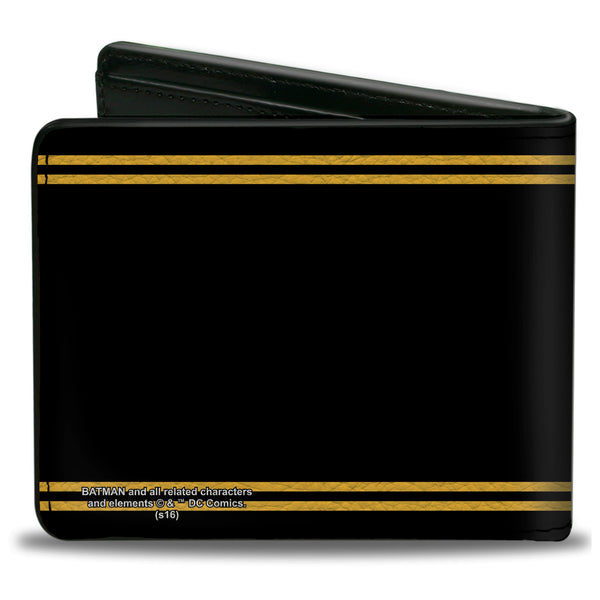 Buckle Down Bi-Fold Wallet - Batman Shield Double-Stripe Black Yellow