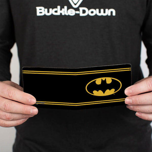 Buckle Down Bi-Fold Wallet - Batman Shield Double-Stripe Black Yellow