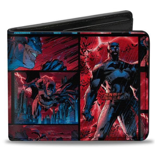 buckle down Bi-Fold Wallet - Batman Urban Legends Scene Blocks Rainy Red Sky
