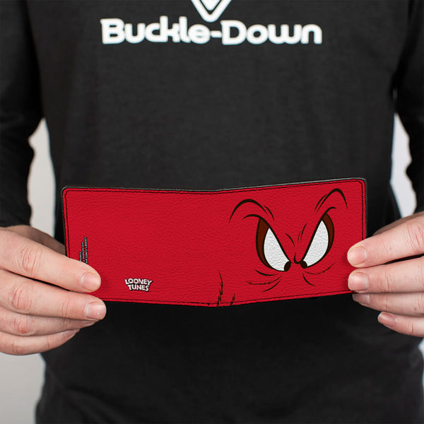 Buckle Down Bi-Fold Wallet - Bi-Fold Wallet - Gossamer Eyes CLOSE-UP Red Black White