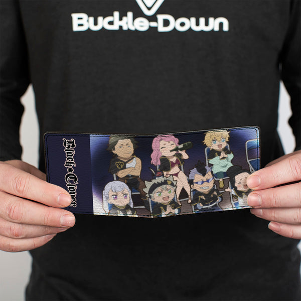 Buckle Down Bi-Fold Wallet - BLACK CLOVER Seven Chibi Characters Sitting Group And Title Logo