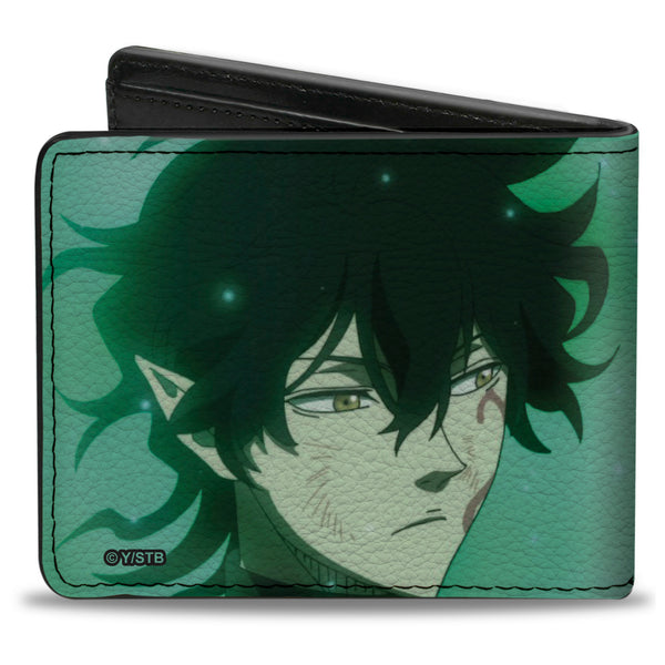Buckle Down Bi-Fold Wallet - BLACK CLOVER Yuno Grinberryall And Sylph Pose With Title Logo Greens