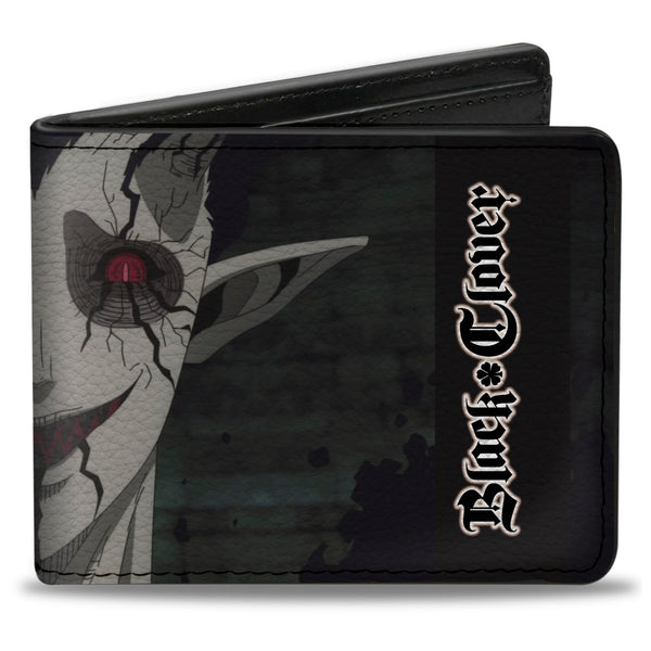 buckle down Bi-Fold Wallet - BLACK CLOVER Zagra Face Close-Up and Title Logo Black