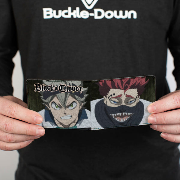 Buckle Down Bi-Fold Wallet - BLACK CLOVER Zora And Asta Faces And Title Logo Black