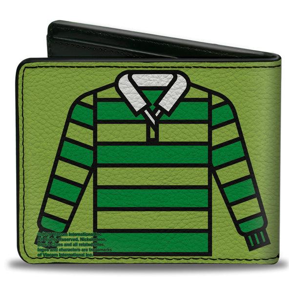 Buckle Down Bi-Fold Wallet - Blue's Clues Steve's Handy Dandy Notebook Thinking Chair + Striped Shirt Greens Black Red