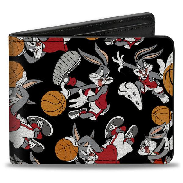 buckle down Bi-Fold Wallet - Bugs Bunny Basketball Poses Scattered Black