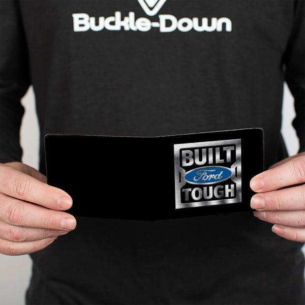Buckle Down Bi-Fold Wallet - BUILT FORD TOUGH Logo3 Black Silver Gradient Blue