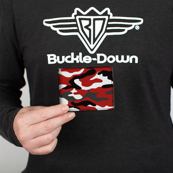 Buckle Down Bi-Fold Wallet - Camo Red Black Gray White