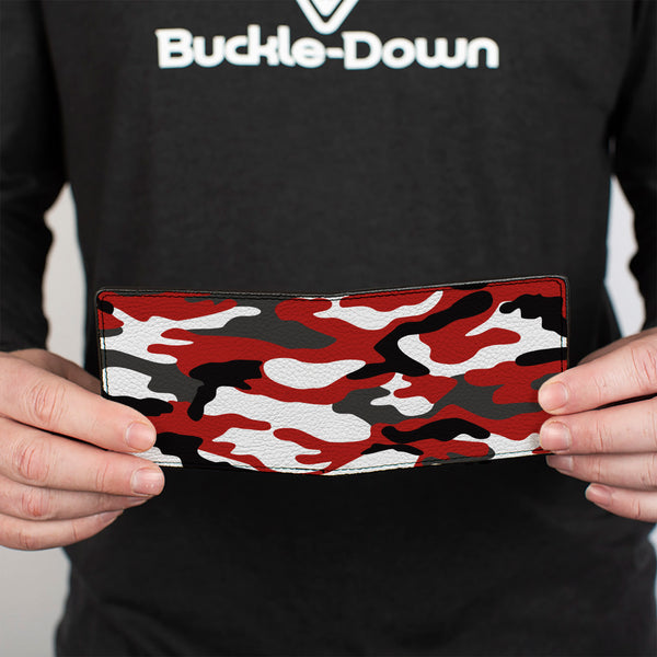 Buckle Down Bi-Fold Wallet - Camo Red Black Gray White
