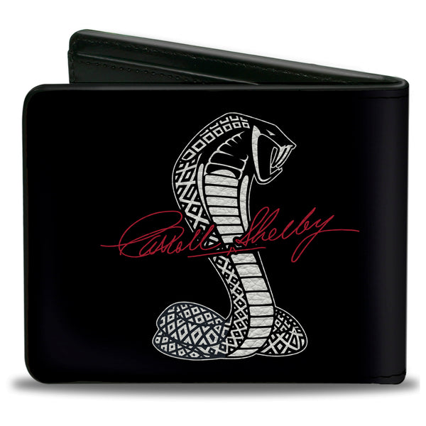 Buckle Down Bi-Fold Wallet - CARROLL SHELBY Script Cobra Split Black White Red