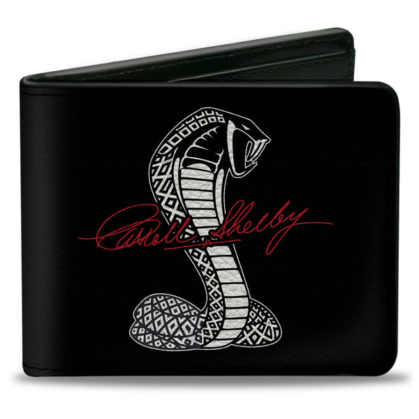 buckle down Bi-Fold Wallet - CARROLL SHELBY Script Cobra Split Black White Red