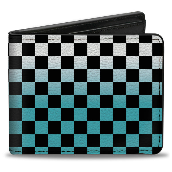 buckle down Bi-Fold Wallet - Checker Black Ombre Turquoise