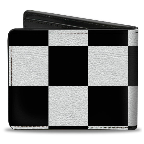 Buckle Down Bi-Fold Wallet - Checker CLOSE-UP Black White