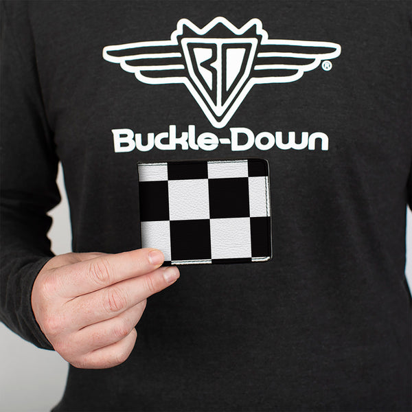 Buckle Down Bi-Fold Wallet - Checker CLOSE-UP Black White