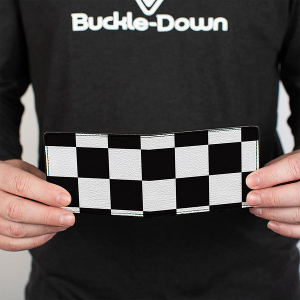 Buckle Down Bi-Fold Wallet - Checker CLOSE-UP Black White