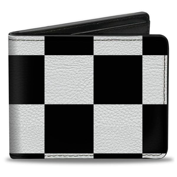 buckle down Bi-Fold Wallet - Checker CLOSE-UP Black White