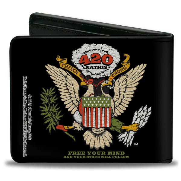 Buckle Down Bi-Fold Wallet - Cheech And Chong 420 Nation Coat Of Arms Black