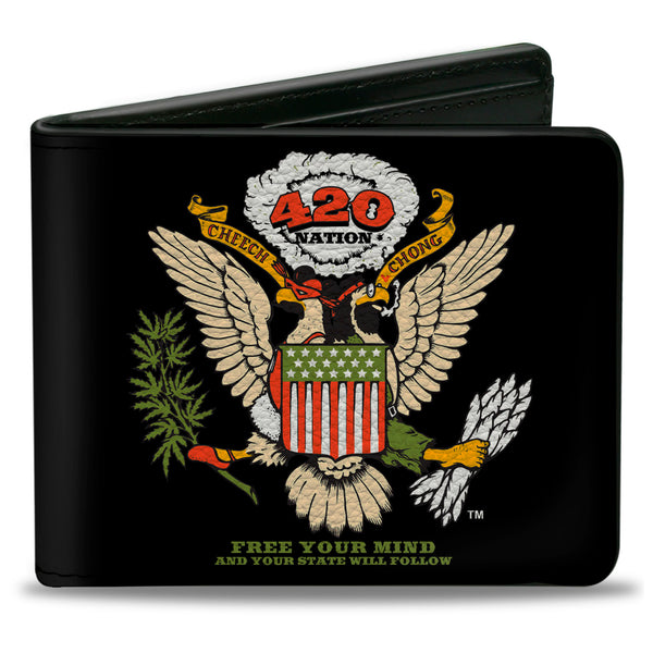 buckle down Bi-Fold Wallet - Cheech and Chong 420 Nation Coat of Arms Black