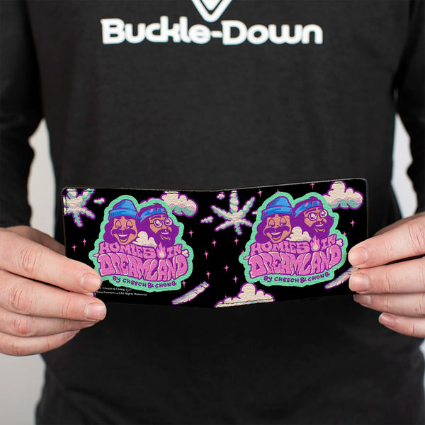 Buckle Down Bi-Fold Wallet - Cheech And Chong HOMIES IN DREAMLAND Title Logo Smoke Clouds Black