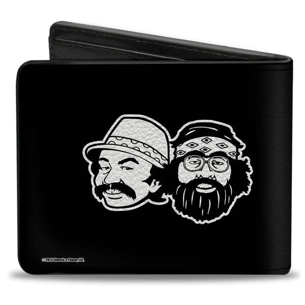 Buckle Down Bi-Fold Wallet - CHEECH & CHONG 85 Text And Faces Logo Black/White/Yellow/Green