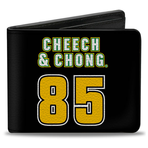 buckle down Bi-Fold Wallet - CHEECH & CHONG 85 Text and Faces Logo Black/White/Yellow/Green