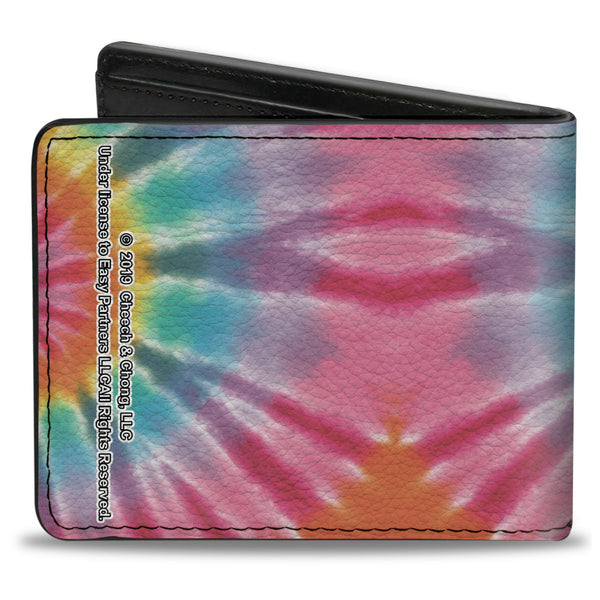 Buckle Down Bi-Fold Wallet - CHEECH & CHONG Caricature Faces Tie Dye Multi Color Black