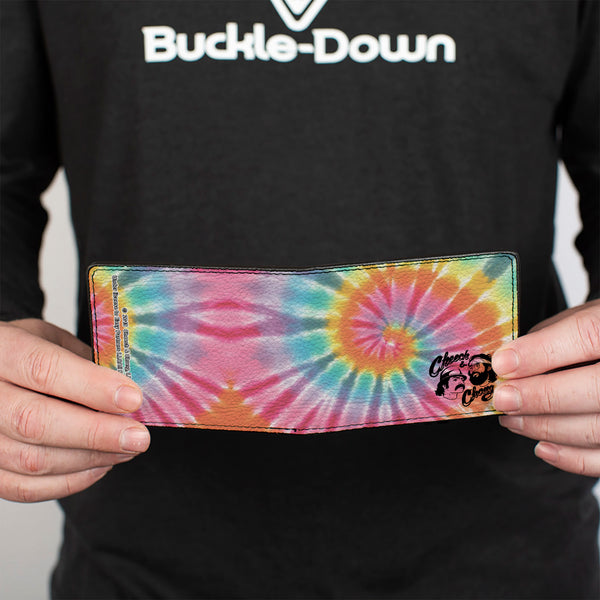 Buckle Down Bi-Fold Wallet - CHEECH & CHONG Caricature Faces Tie Dye Multi Color Black