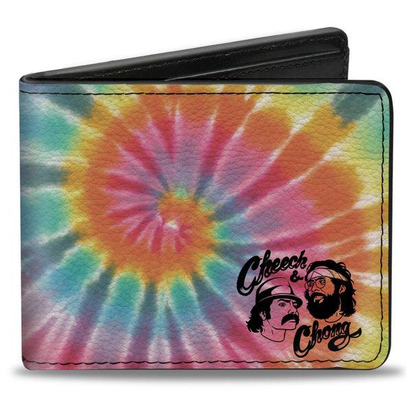 buckle down Bi-Fold Wallet - CHEECH & CHONG Caricature Faces Tie Dye Multi Color Black