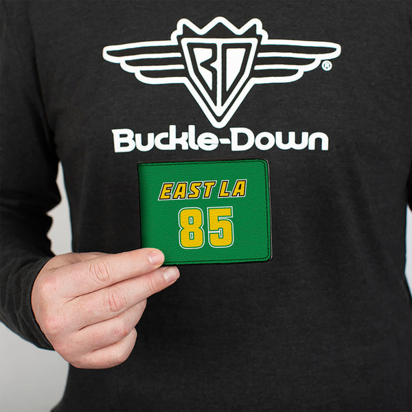 Buckle Down Bi-Fold Wallet - Cheech & Chong EAST LA 85 BASKETBALL JONES Faces Logo Green/Yellow