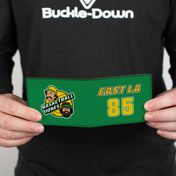 Buckle Down Bi-Fold Wallet - Cheech & Chong EAST LA 85 BASKETBALL JONES Faces Logo Green/Yellow