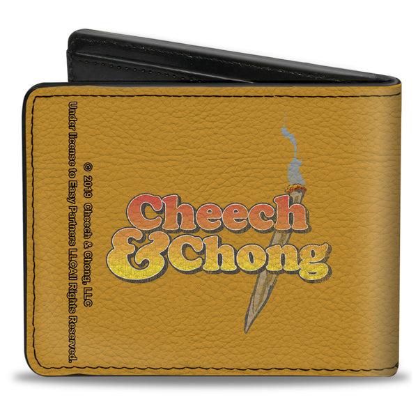 Buckle Down Bi-Fold Wallet - CHEECH & CHONG Faces Silhouette + Logo Joint Weathered Yellow Red Black Green