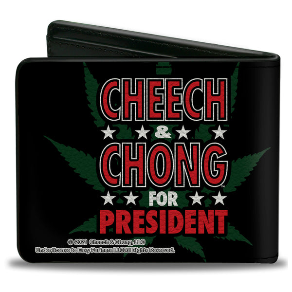 Buckle Down Bi-Fold Wallet - CHEECH & CHONG FOR PRESIDENT Pot Leaf Black Green White Red