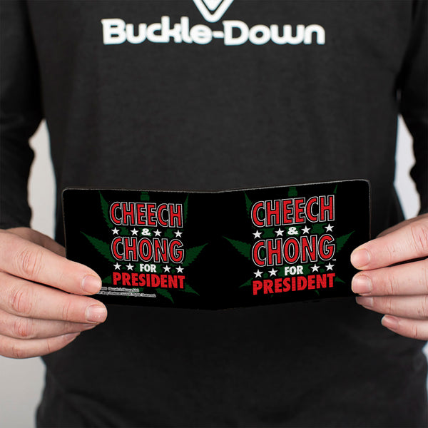 Buckle Down Bi-Fold Wallet - CHEECH & CHONG FOR PRESIDENT Pot Leaf Black Green White Red