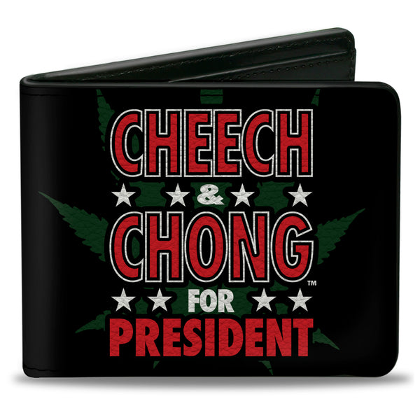 buckle down Bi-Fold Wallet - CHEECH & CHONG FOR PRESIDENT Pot Leaf Black Green White Red