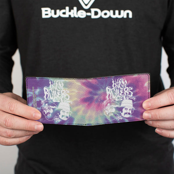 Buckle Down Bi-Fold Wallet - CHEECH & CHONG HIGH ROLLERS Smoke Pose Tie Dye Purples/White