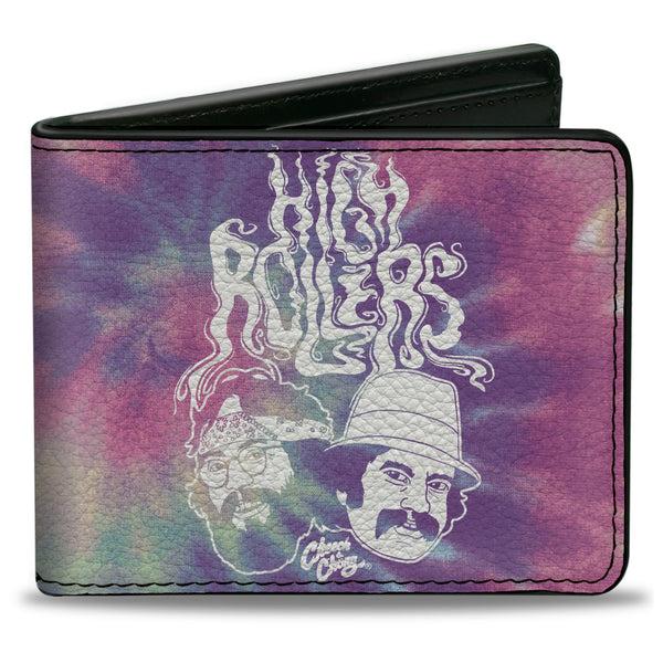 buckle down Bi-Fold Wallet - CHEECH & CHONG HIGH ROLLERS Smoke Pose Tie Dye Purples/White