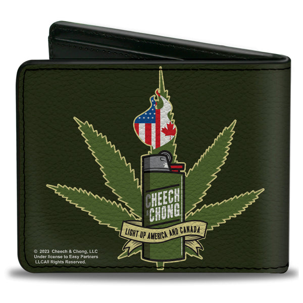 Buckle Down Bi-Fold Wallet - CHEECH & CHONG LIGHT UP AMERICA AND CANADA Lighter Greens