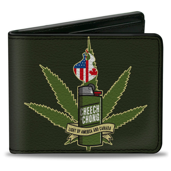 buckle down Bi-Fold Wallet - CHEECH & CHONG LIGHT UP AMERICA AND CANADA Lighter Greens