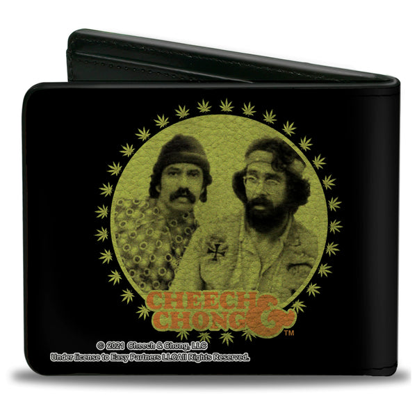 Buckle Down Bi-Fold Wallet - CHEECH & CHONG Next Movie Pose Black Green Orange