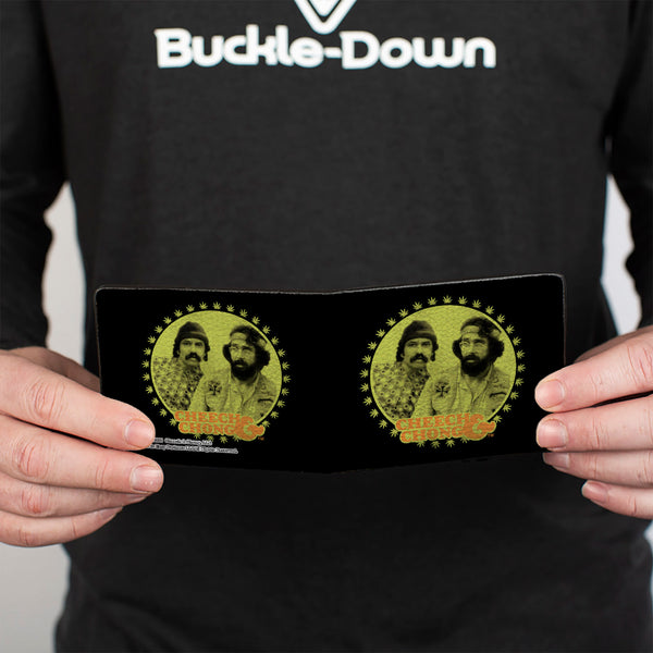 Buckle Down Bi-Fold Wallet - CHEECH & CHONG Next Movie Pose Black Green Orange