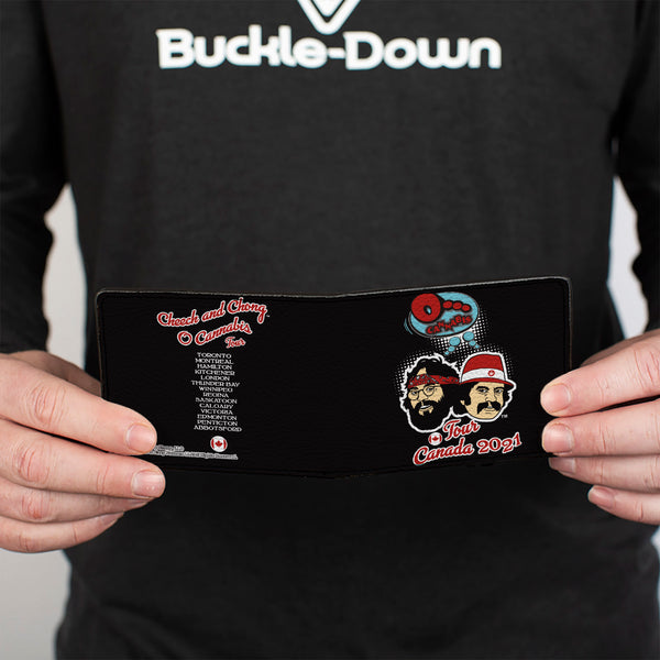 Buckle Down Bi-Fold Wallet - Cheech & Chong O CANNABIS TOUR CANADA 2021 + Cities Black/White/Red