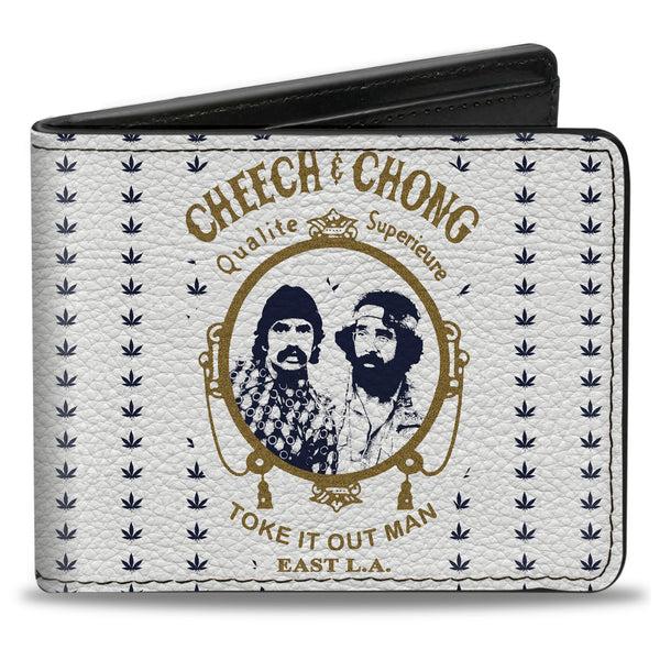 buckle down Bi-Fold Wallet - CHEECH & CHONG Rolling Papers Mirror Pot Leaves White Blue Gold