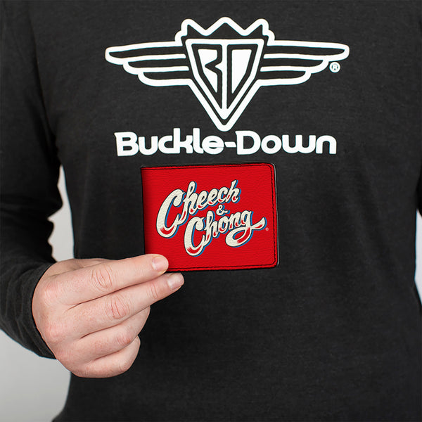 Buckle Down Bi-Fold Wallet - CHEECH & CHONG Title Logo + Bud Leaf Red/Blue/White